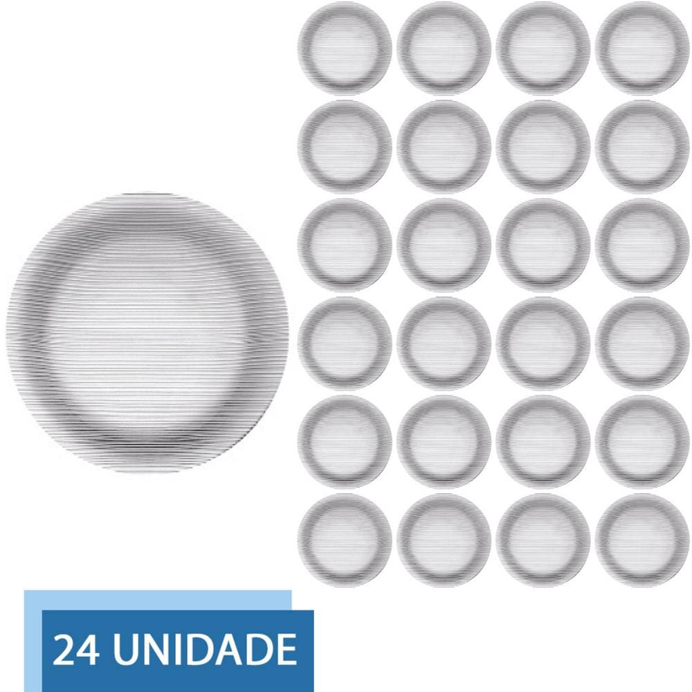 24 Pratos Redondos Fundo 22cm Diamante Refeição Transparente
