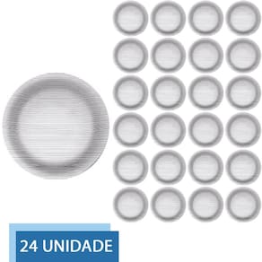 24 Pratos Redondos Fundo 22cm Diamante Refeição Transparente