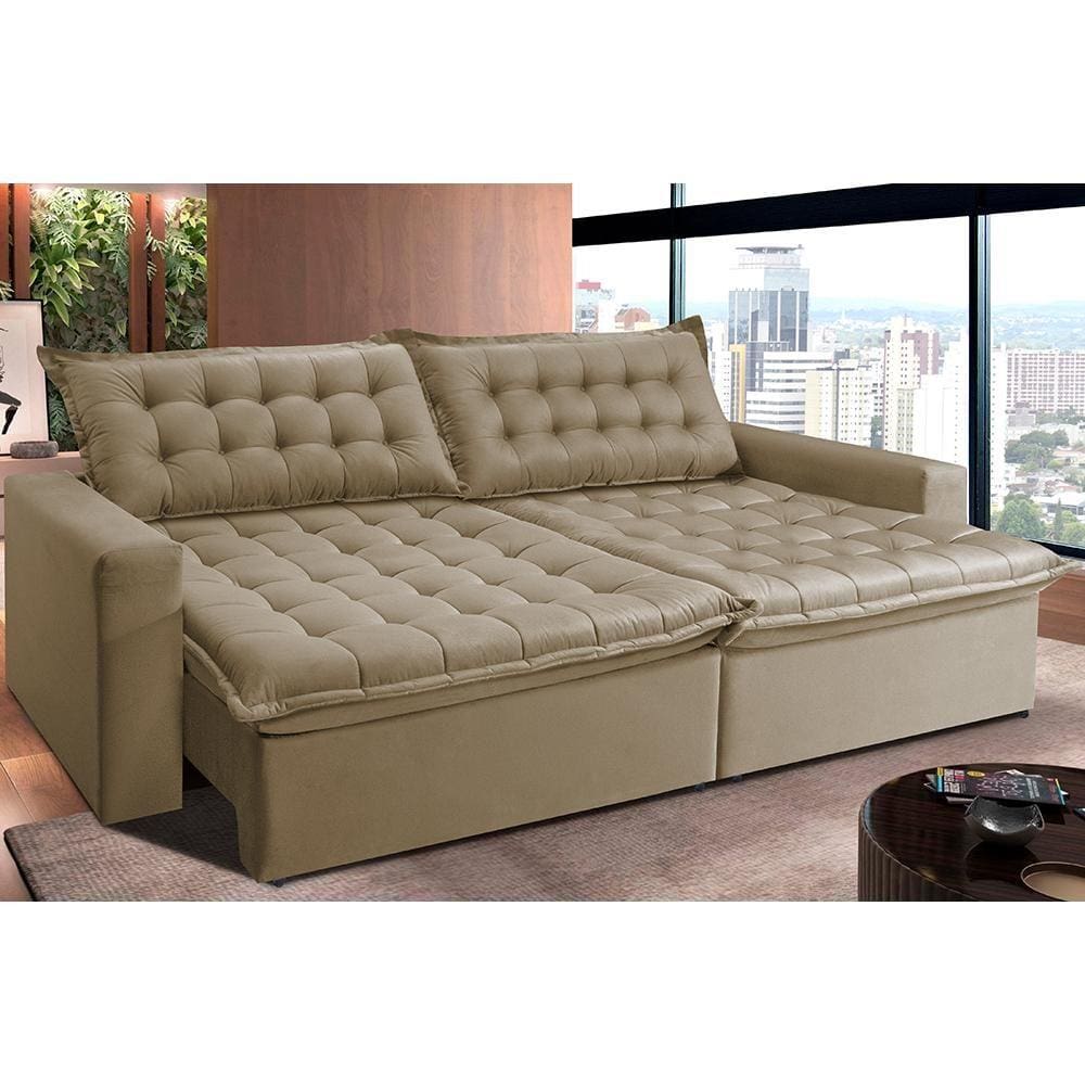 Sofá Retrátil Reclinável e Cama 2,35m Cama inBox Flex. Suede