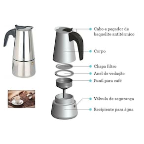 Cafeteira Italiana Aço Inox Expresso 2 Xícaras  100ml