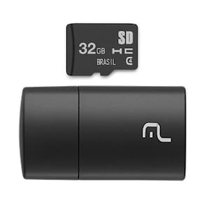 Kit 2 em 1 Leitor USB + Cartão De Memória de 32GB Classe 4 Multilaser - MC173