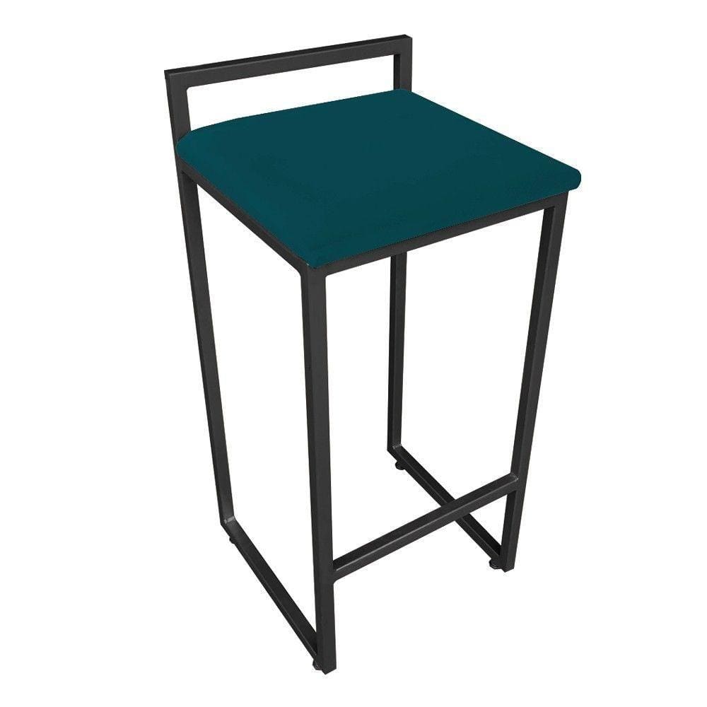 Banqueta Pietra Suede Azul Pavão
