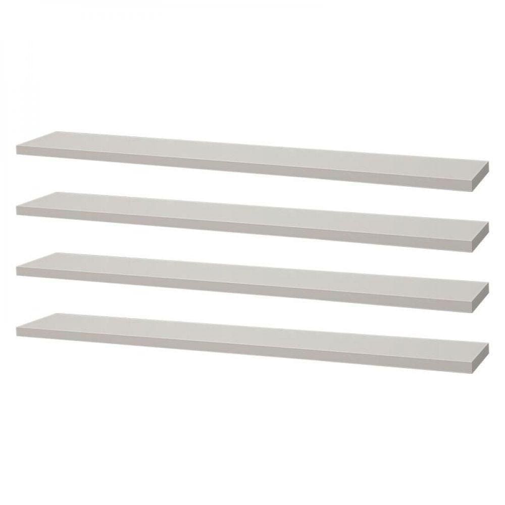 Kit 4 Prateleiras 50 x 10cm Branca Suporte Invisível