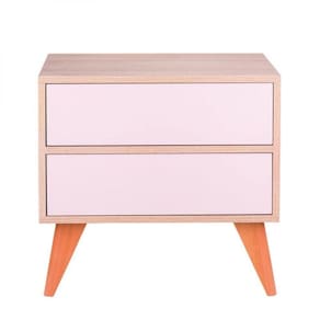 Mesa De Cabeceira Retrô Bréscia Carvalho e Rosa Claro