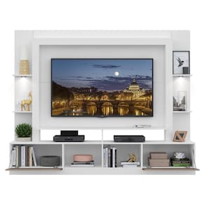 Rack Estante C/ Suporte Tv 65´´ Leds Branco/Laca Fumê
