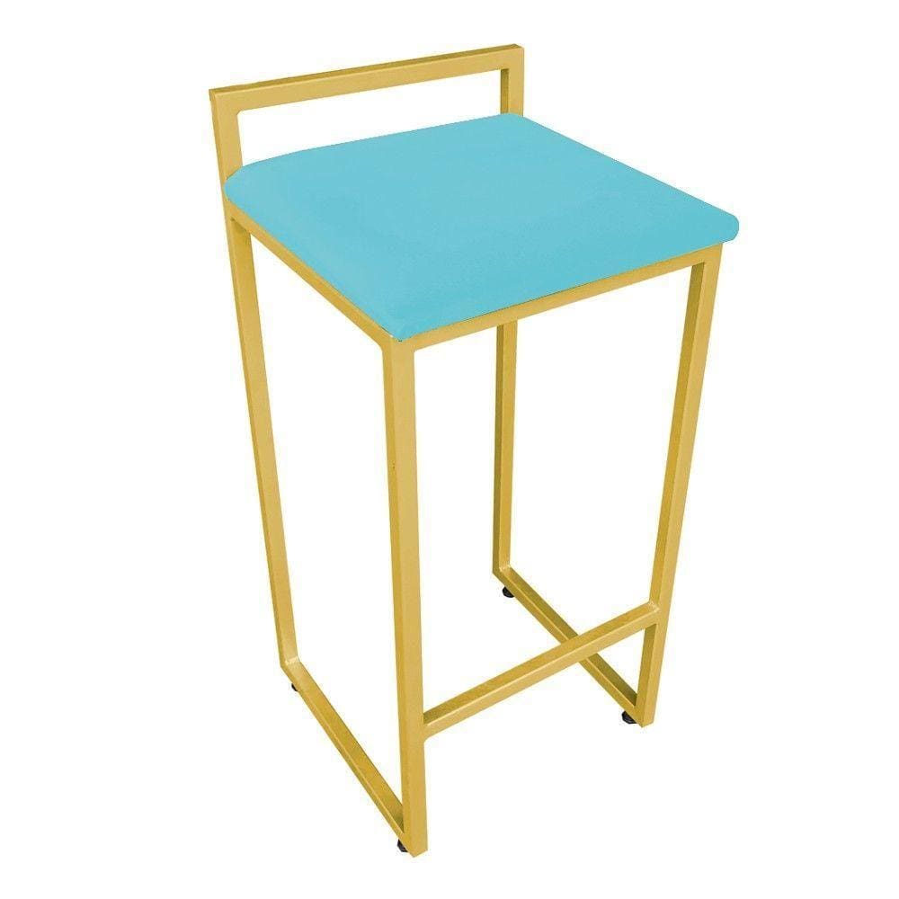 Banqueta Pietra Suede Azul Turquesa