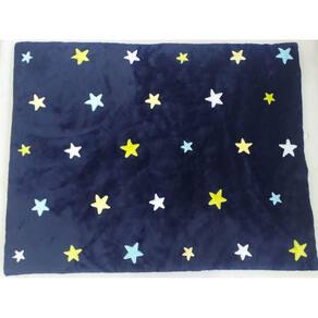 Tapete de Pelúcia Estrelas Brancas - 1,60 x 1,20 m -Azul Marinho