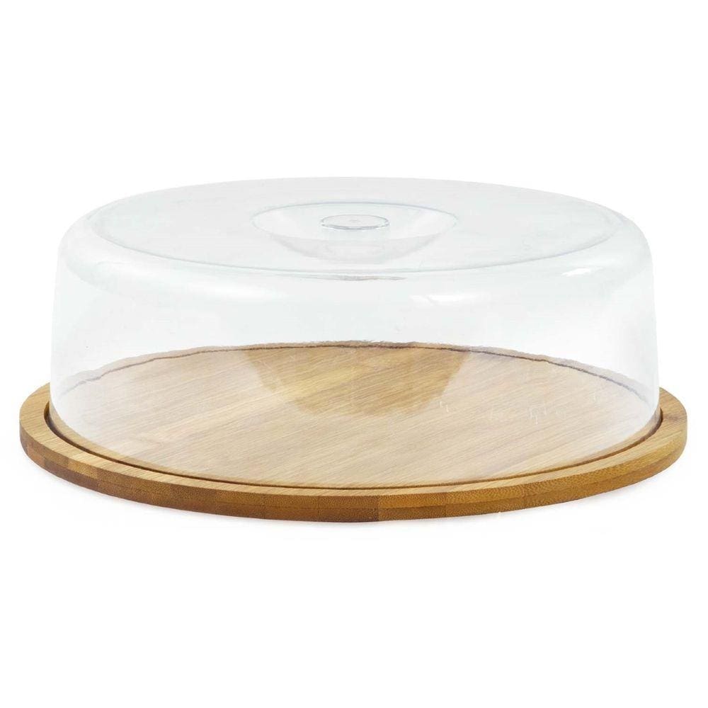 Porta Bolo Ecokitchen em Bambu com Tampa Acrílico 27,5x9 cm Mimo Style