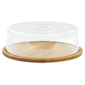 Porta Bolo Ecokitchen em Bambu  com Tampa Acrílico 27,5x9 cm Mimo Style