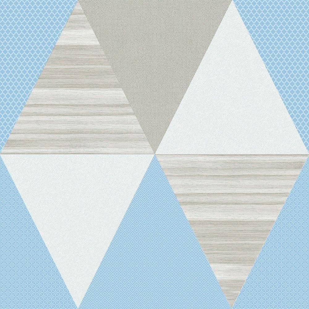 Papel de Parede Triângulos Azul e Cinza + Cola | 221701