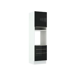 Torre Quente Madesa Lux 60 cm 1 Porta 3 Gavetas - Branco/Preto