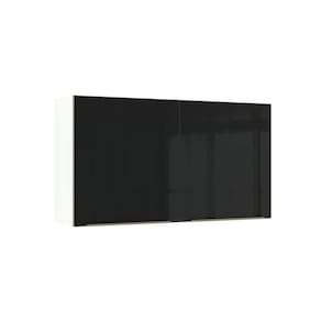 Armário Aéreo Madesa Lux 120 cm 2 Portas - Branco/Preto