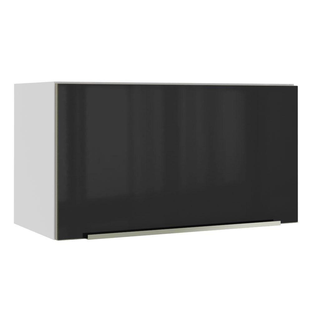 Armário Aéreo Madesa Lux 60 cm 1 Porta Basculante - Branco/Preto
