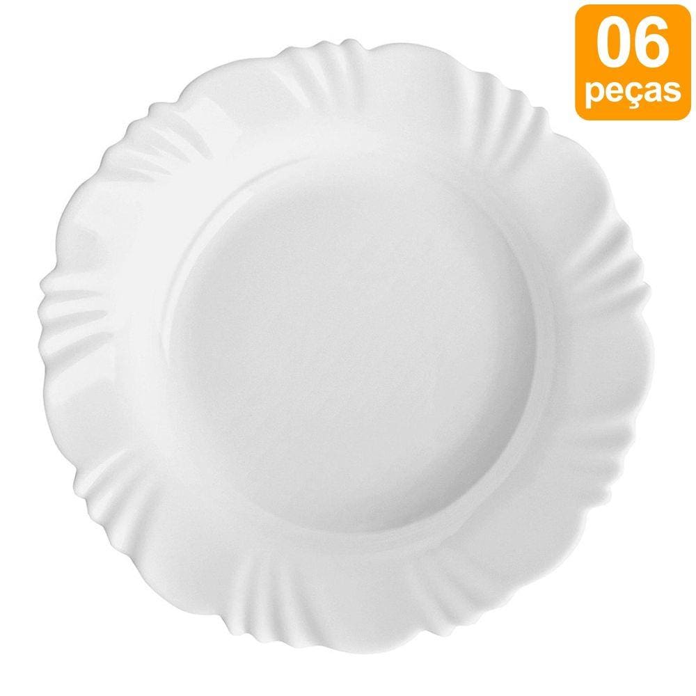 Kit 6 Pratos Fundos Vidro Duralex Opaline Pétala