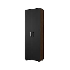 Estante De Livro Office 5 Prateleiras Avelã E Portas Preto
