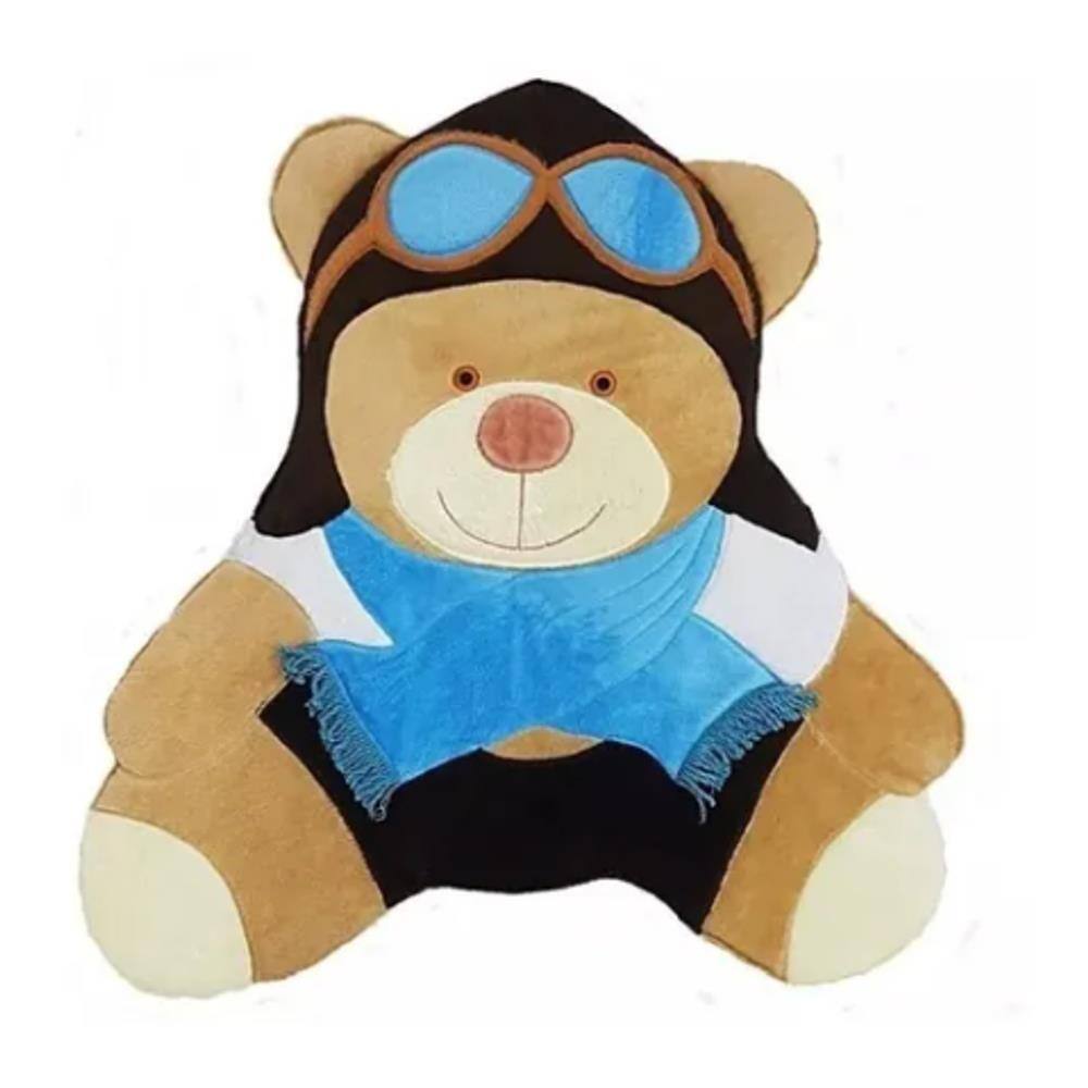 Tapete Infantil Em Pelúcia Urso Aviador Antialérgico