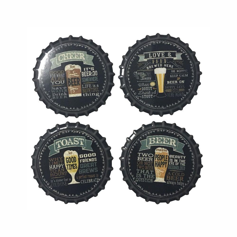 Porta-Copos Dynasty Bira em Cerâmica Preto com 4 Peças 10,8cm