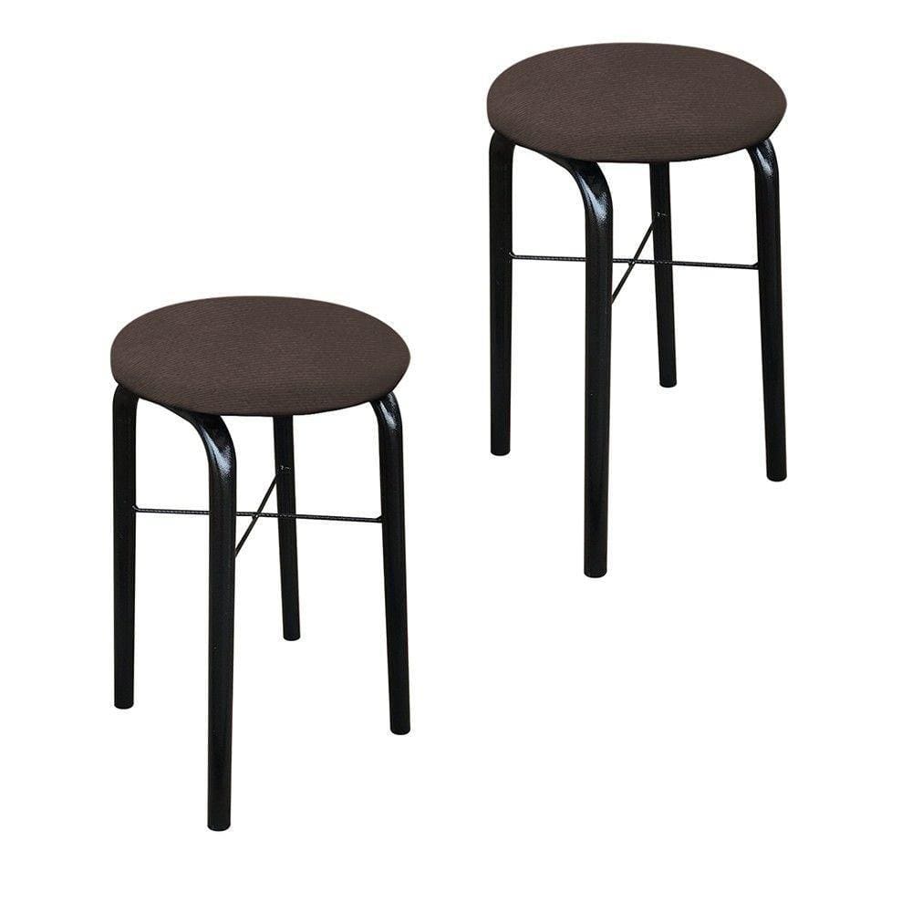 Kit 02 Banquetas Baixa Manu Suede Marrom