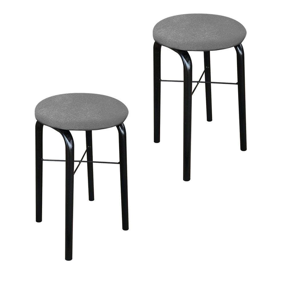 Kit 02 Banquetas Baixa Manu Suede Grafite