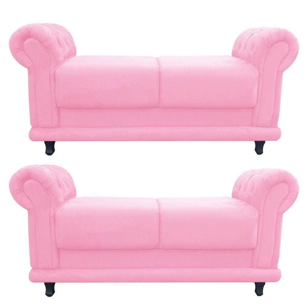 Kit 02 Recamier Barcelona Suede Rosa Bebê
