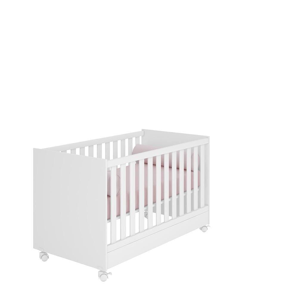 Berço Mini Cama Americano Doce Sonho com rodízios Branco - Qmovi