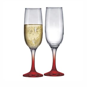 Taça Para Champagne com Haste Vermelha Ruvolo Roma 215ml