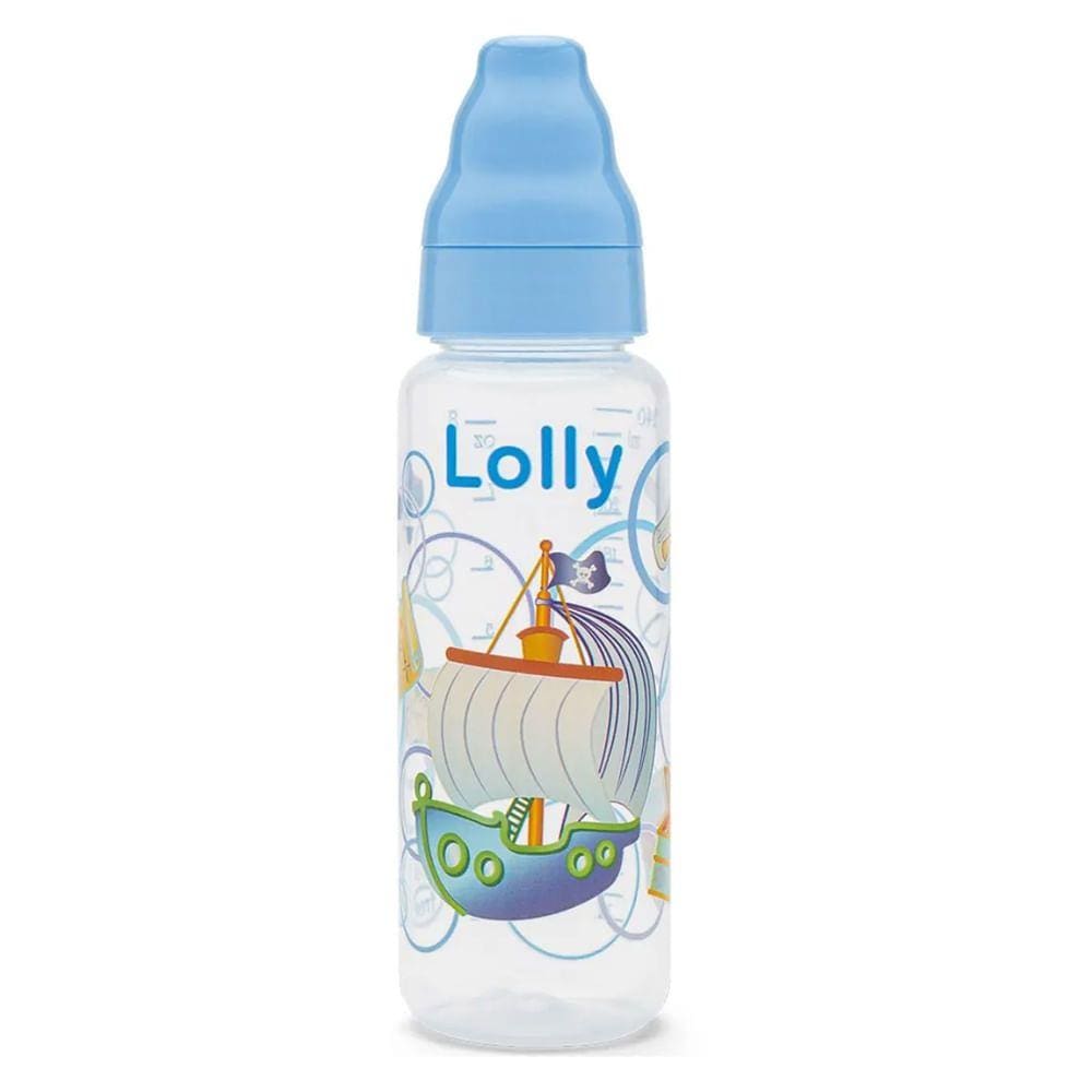 Mamadeira Lolly Bico Universal Tip Color Azul Desenhos Sortidos 240ml