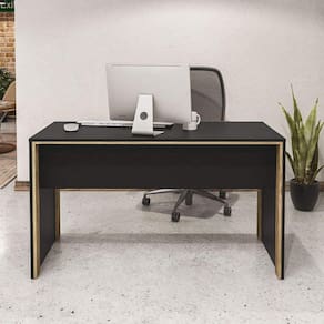 Mesa para Escritório 1,35m Los Angeles Politorno Preto/Carvalho Claro