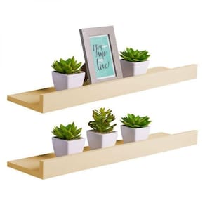 Kit 2 Prateleiras Porta Quadros 100 X 15cm Bege Claro