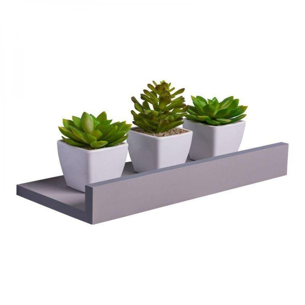 Prateleira Porta Quadros 40 X 15cm Cinza Claro Suporte Invisível