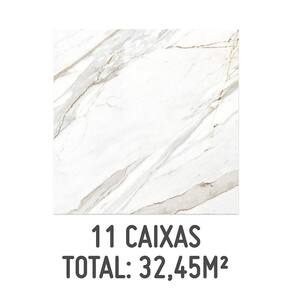 Kit 11 Caixas de Porcelanato Polido Calacata Premium 121x121cm com 2,95m²