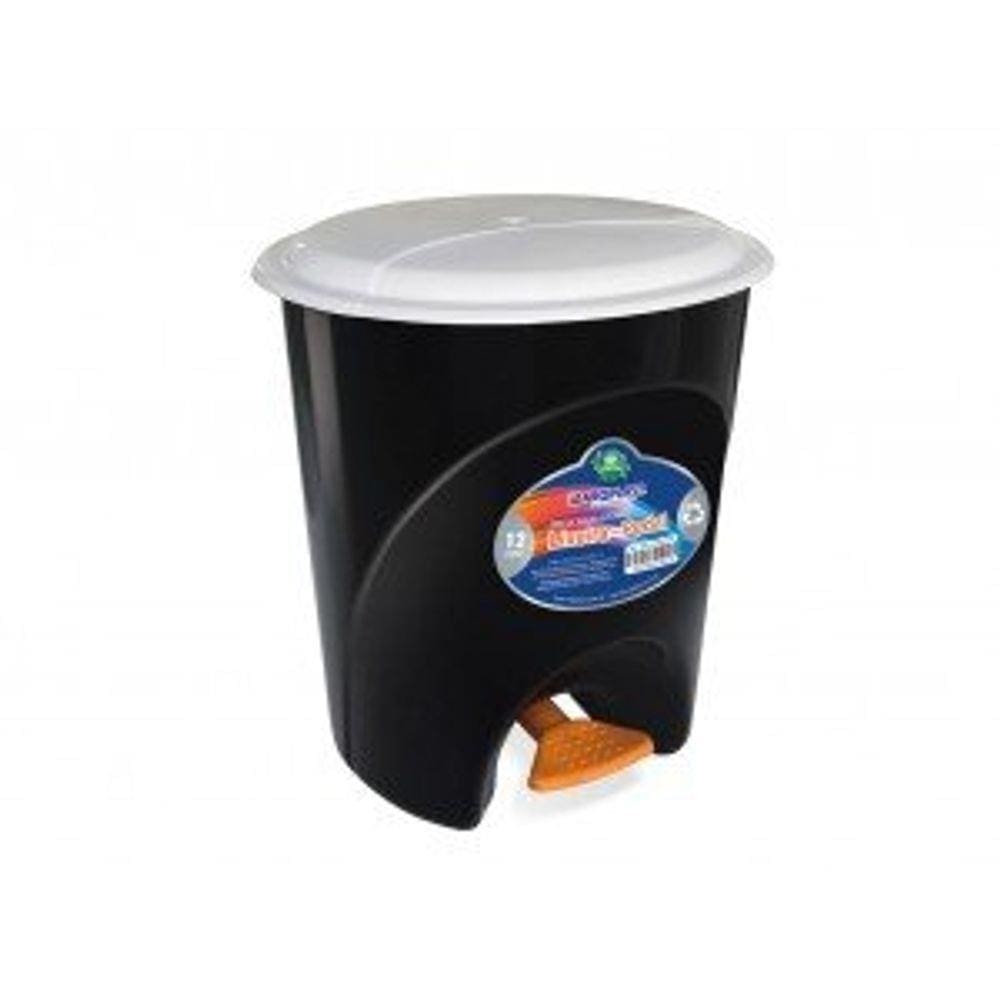 Cesto De Lixo Redondo Com Pedal 12 Litros Preto Arqplast