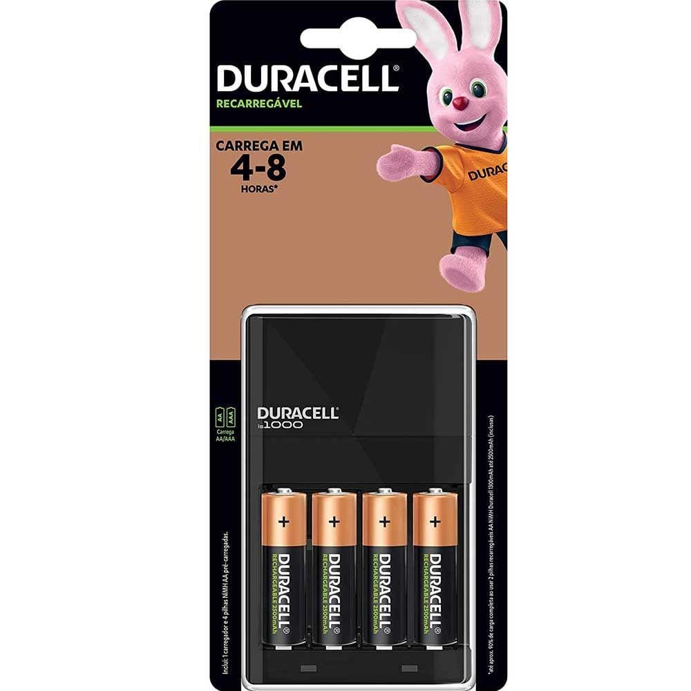 Carregador de Pilha Duracell com 4 pilhas 2500mah