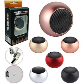 Mini Caixa De Som Portatil Recarregavel Bluetooth Cabo Usb