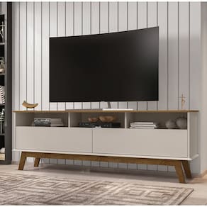 Rack Estilo Retrô para TV até 65 Polegadas Pés de Madeira Elegant Móveis Bechara Cinamomo/Off-White
