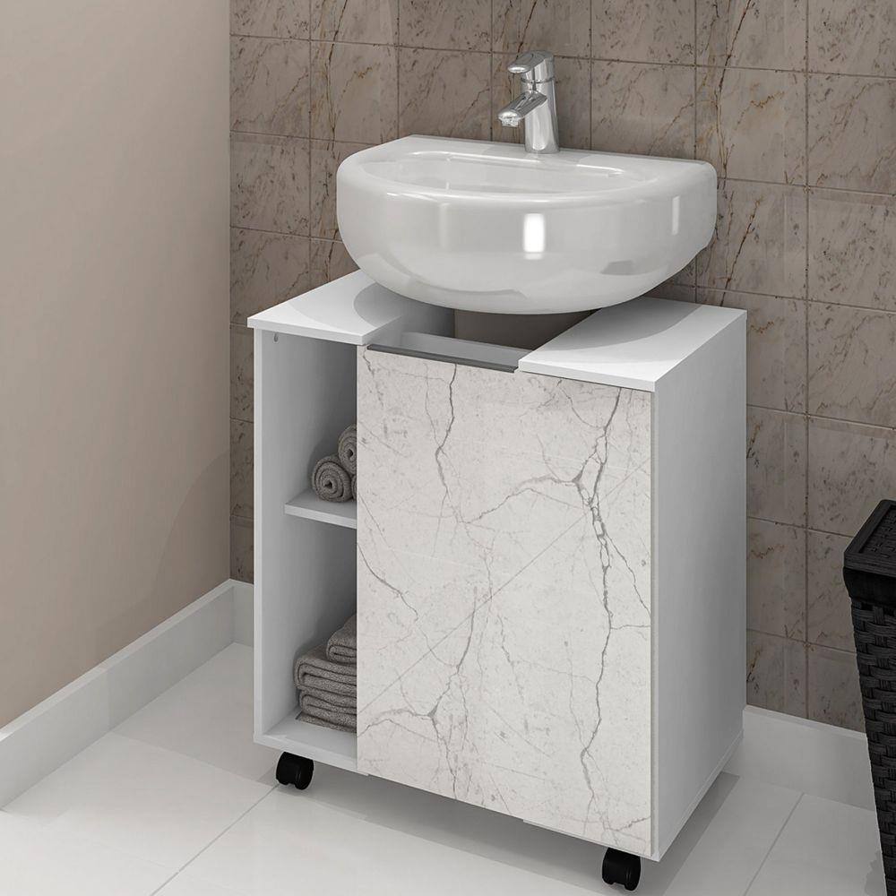 Gabinete De Coluna 1 Porta Pequin Móveis Bechara Branco/Carrara