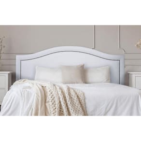 Cabeceira Casal Curva 140x60cm Courino Branco - Tachas Fumê