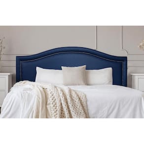 Cabeceira Casal Curva 140x60cm Courino Azul - Tachas Fumê