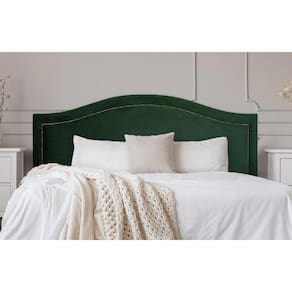 Cabeceira Casal Curva 140x60cm Veludo Verde - Tachas Fumê