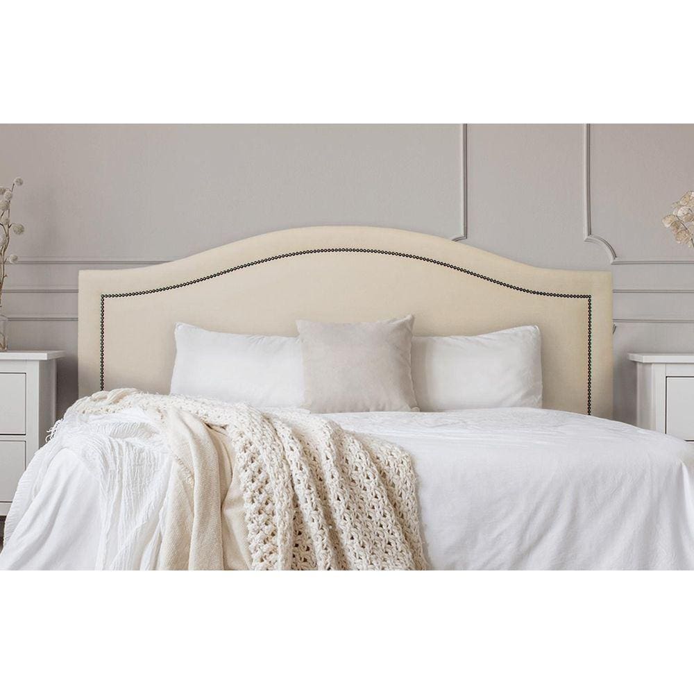 Cabeceira Queen Curva 160x60cm Suede Off White - Fumê