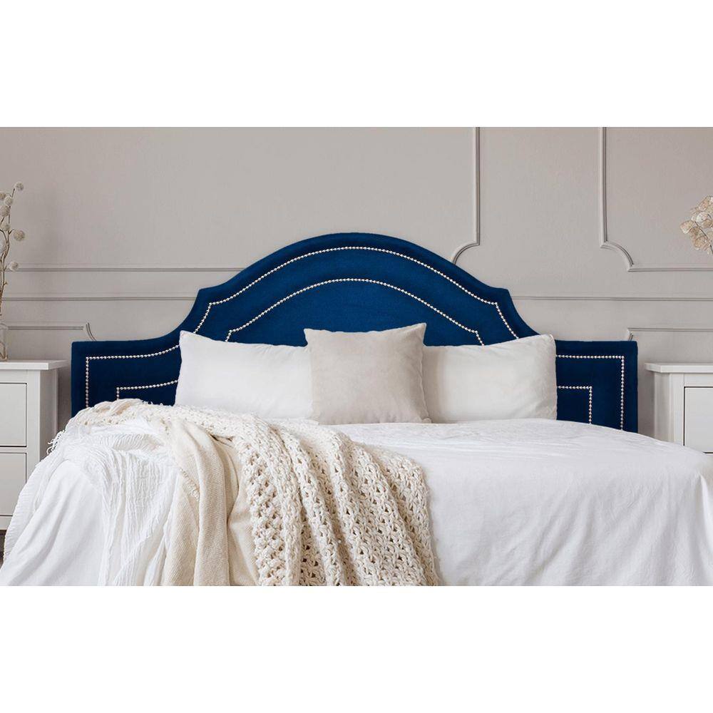 Cabeceira Casal Provençal Dupla 140x60 Suede Azul - T. Prata
