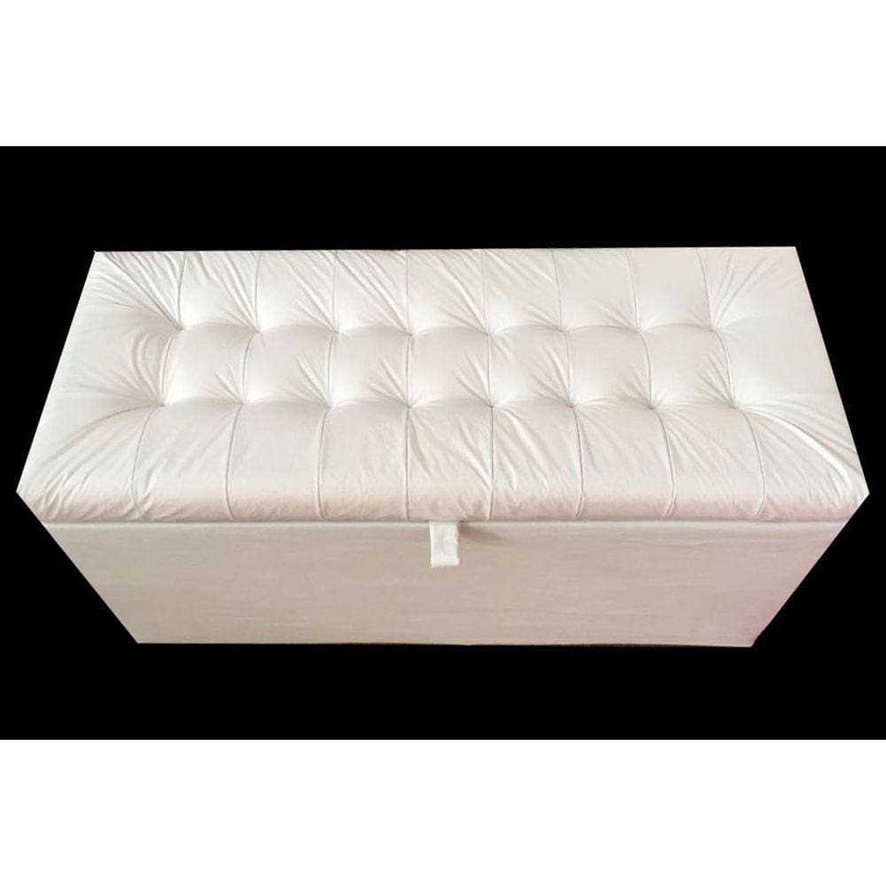Recamier Puff Baú Em Corino Solteiro 100% Mdf - Branco