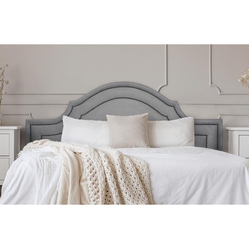 Cabeceira King Provençal Dupla 193x60 Suede Cinza - T. Fumê