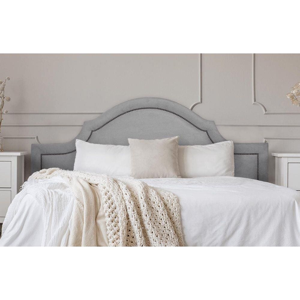 Cabeceira King Provençal 193x60cm Suede Cinza - Tachas Fumê