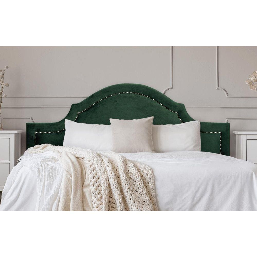 Cabeceira King Provençal 193x60cm Veludo Verde - Tachas Fumê
