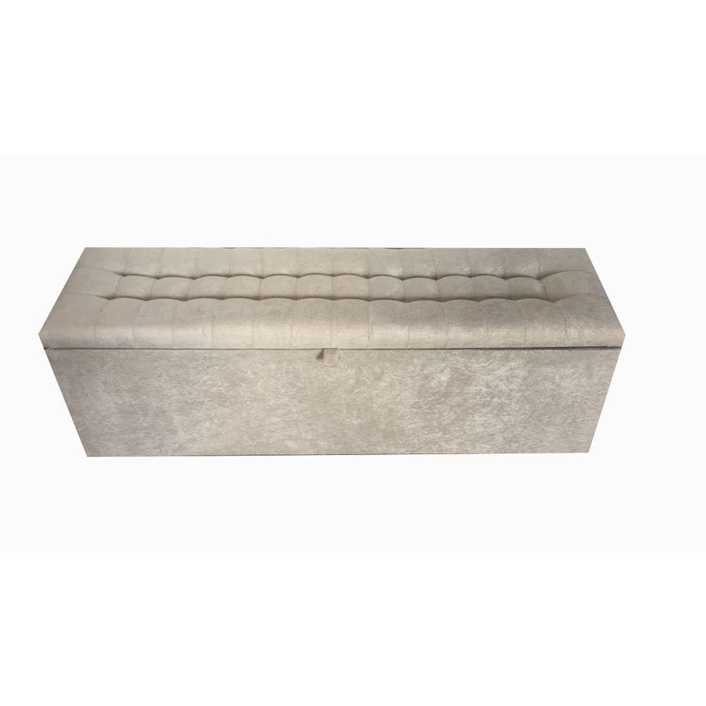 Recamier Puff Baú Beira De Cama 1,38 100% Mdf - Creme