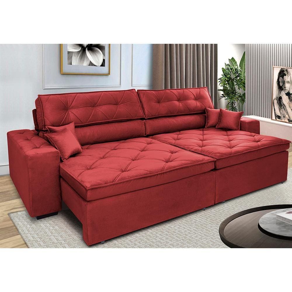 Sofá Retrátil e Reclinável 2,52m Cama inBox Estilo. Suede