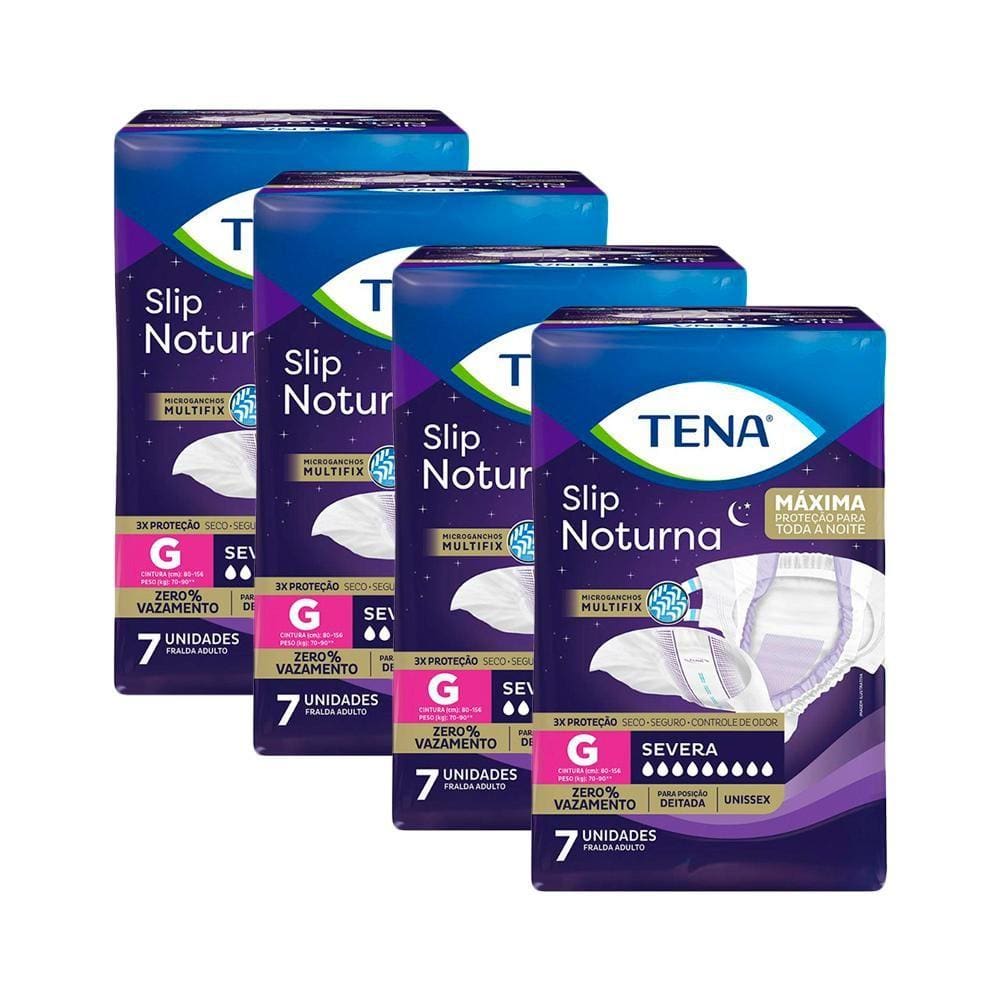 Kit 4 Fraldas Geriátricas Tena Noturna G 28 unidades