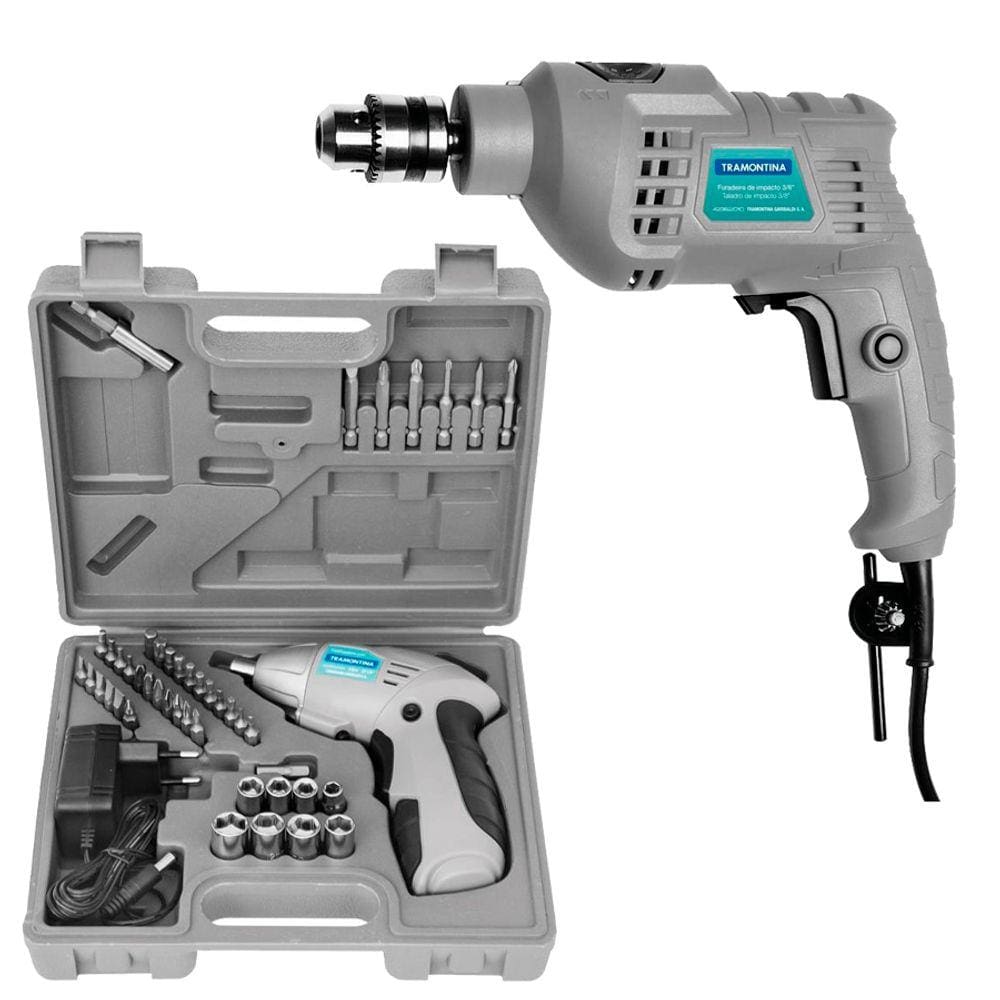 Kit Especial Pais De Furadeira 500W + Parafusadeira + Maleta