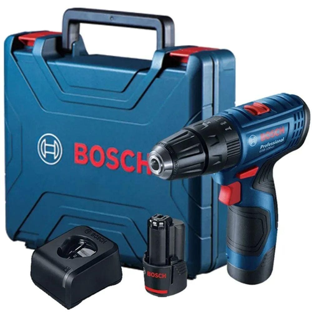 Parafusadeira e Furadeira de Impacto à Bateria 12v 2 Baterias e Maleta BOSCH GSB-120 Li